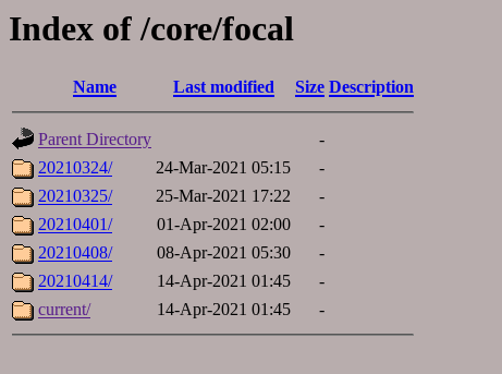 list of files from core focal
